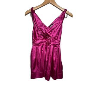 DKNY Blouse Women's Size 2 Pink Purple y2k babydoll going out top tank satin